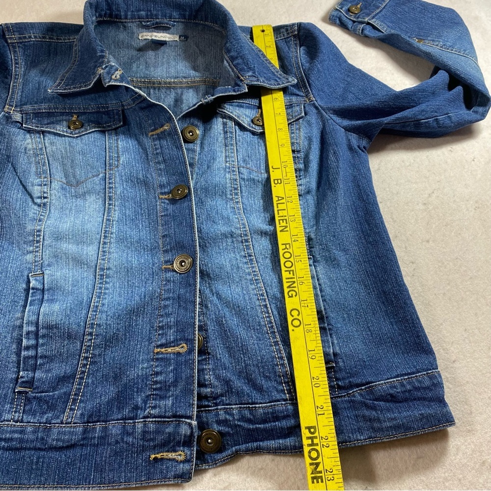 BANDOLINOBLU Jean Denim Jacket Button Down Pockets Adjustable Waist Med. Jacket - Picture 12 of 13